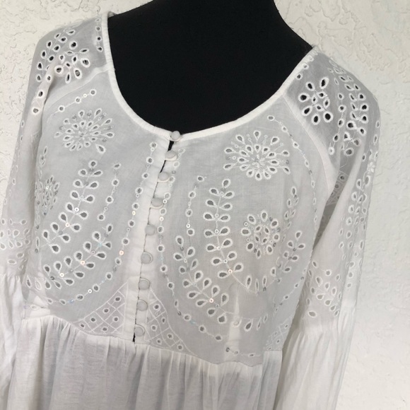 Free People Sea Of Love Bell Sleeve Boho Top - Picture 3 of 8